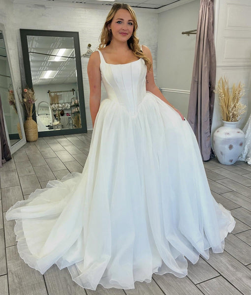 A Line Bridal Wedding Dresses Satin Corset Organza Bride Wedding Gowns
