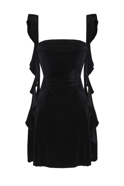 Blush Pink Ruffle Strap Mini Homecoming Dress with Side Cutouts VK25092904