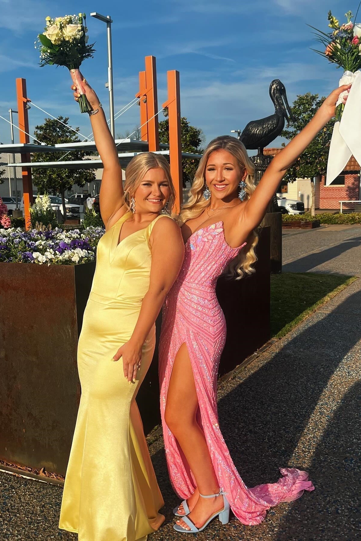 Charming Mermaid V Neck Satin Long Prom Dresses Party Dress – Vickidress