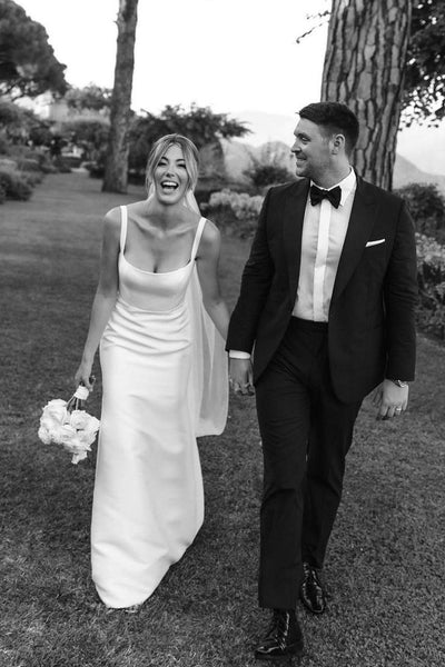 Simple Mermaid Square Neck Satin Wedding Dresses VK24020401