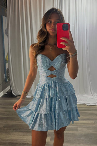 Cute A Line Sweetheart Light Blue Short Homecoming Dress with Hot Stone Beading VK25062701