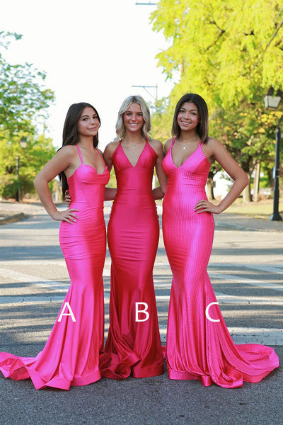 Gorgeous Mermaid Pink Long Prom Dresses