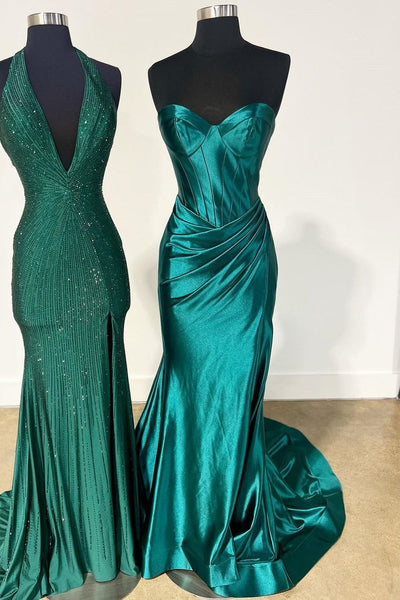 Mermaid Sweetheart Blush Satin Prom Dress with Slit VK25010401