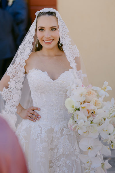 A-Line Sweetheart White Tulle Lace Wedding Dresses VK26081908