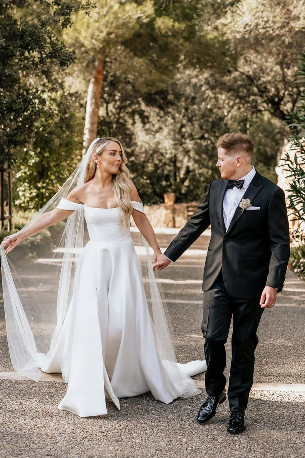 Ball Gown Off the Shoulder Satin Wedding Dress VK25061105