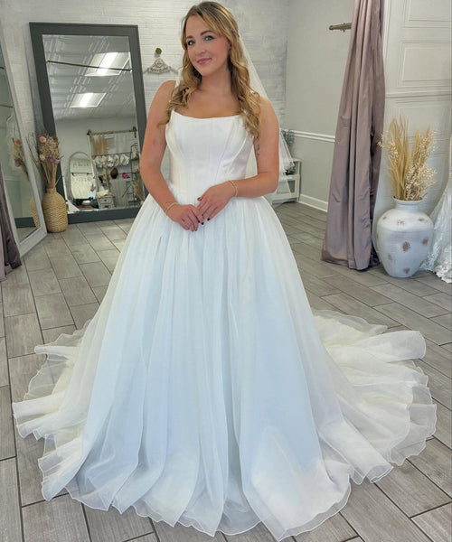 A Line Bridal Wedding Dresses Satin Corset Organza Bride Wedding Gowns