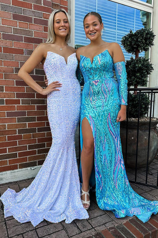 Strapless Sequin Lace Mermaid Long Prom Dresses VK23111904