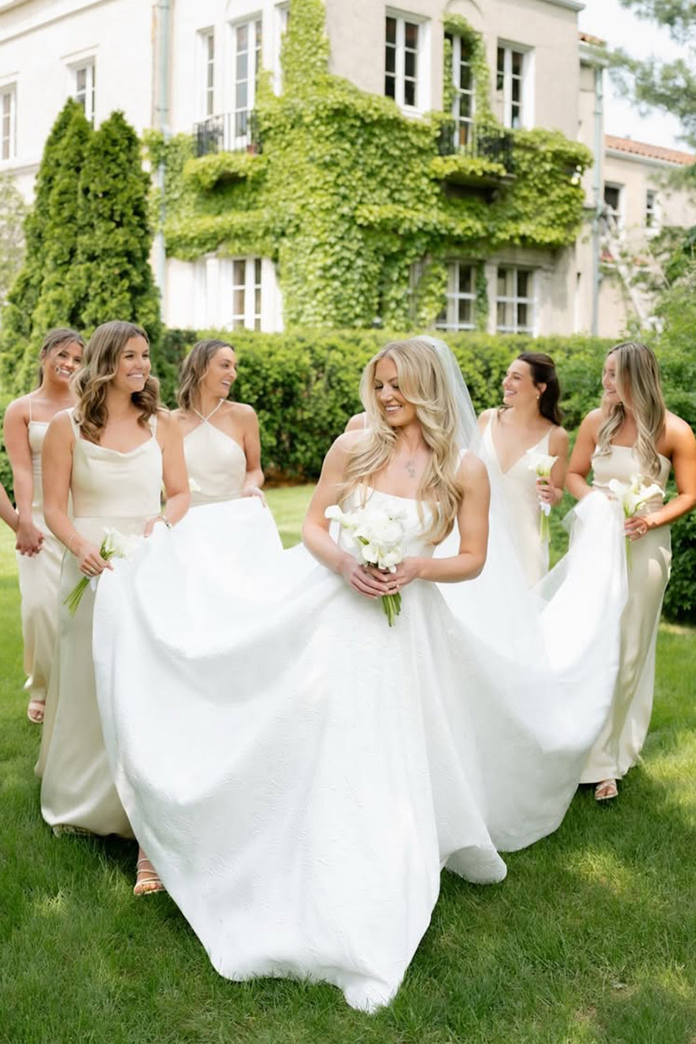 Ball Gown Strapless Satin Long Wedding Dress VK25060704