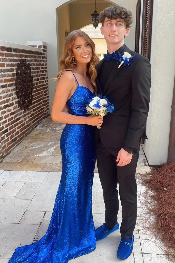 Royal Blue Sequin Keyhole Straps Mermaid Long Prom Dress with Slit VK23092405 Vickidress Royal Blue Sequin Keyhole Straps Mermaid Long Prom Dress with Slit VK23092405 Vickidress