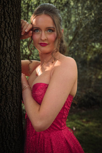 Sparkle A-Line Sweetheart Red Sequin Long Prom Dresses VK25093010