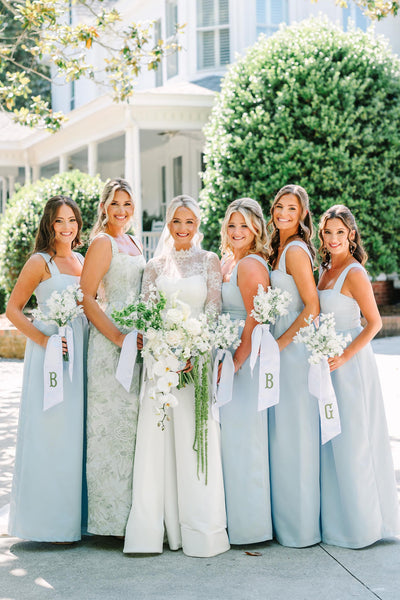A-Line Straps Light Blue Long Bridesmaid Dresses VK26081903