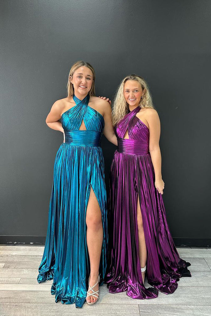 fitted lace wedding dress Purple Halter Pleated Satin A-Line Prom Dress with Slit VK24030504 Vickidress fitted lace wedding dress Purple Halter Pleated Satin A-Line Prom Dress with Slit VK24030504 Vickidress