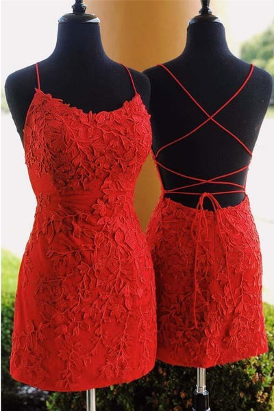 Cute Scoop Neck Pink Lace Appliques Short Homecoming Dresses VK23072003