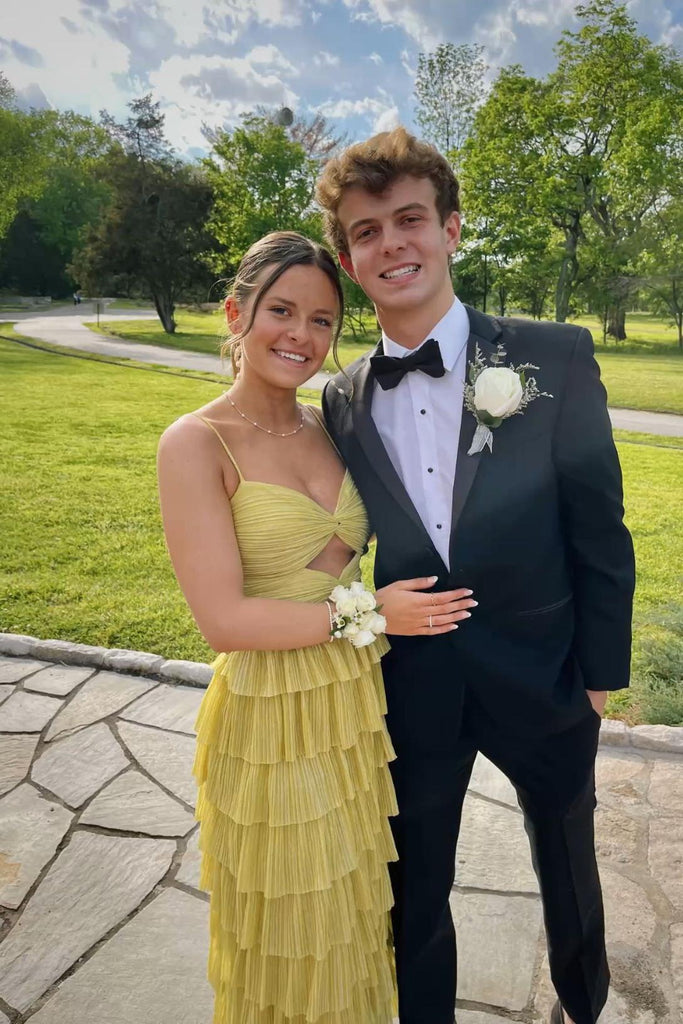 Cute A Line Sweetheart Yellow Tiered Chiffon Long Prom Dress Vickidress Cute A Line Sweetheart Yellow Tiered Chiffon Long Prom Dress Vickidress