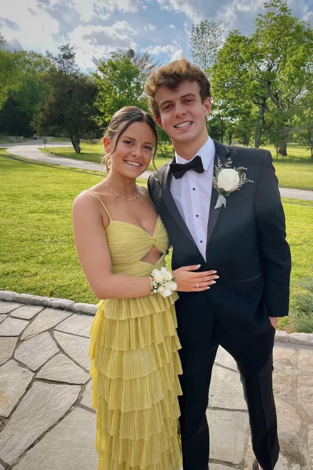 Cute A Line Sweetheart Yellow Tiered Chiffon Long Prom Dress Vickidress Cute A Line Sweetheart Yellow Tiered Chiffon Long Prom Dress Vickidress