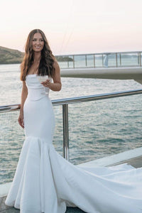 Simple Mermaid Strapless Satin Wedding Dresses VK24020205