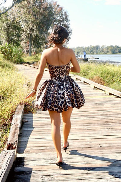 Sexy Sweetheart Leopard Print Short Homecoming Dress with Appliques VK25092402