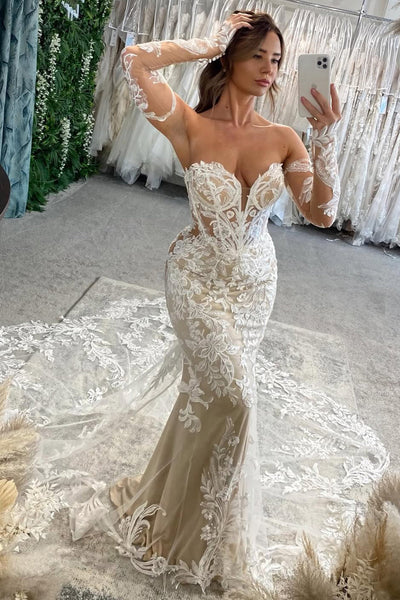 Gorgeous Mermaid Sweetheart Lace Wedding Dress with Appliques VK022811