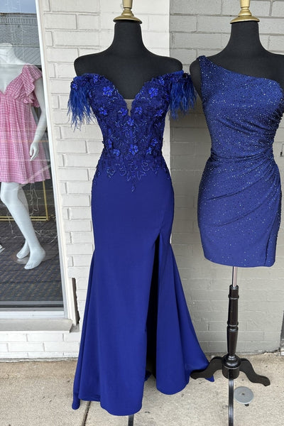 Black Off-the-Shoulder Appliques Trumpet Long Prom Dress VK23102801