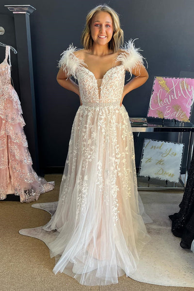 Lavender Appliques Off-the-Shoulder A-Line Prom Dress VK23092605