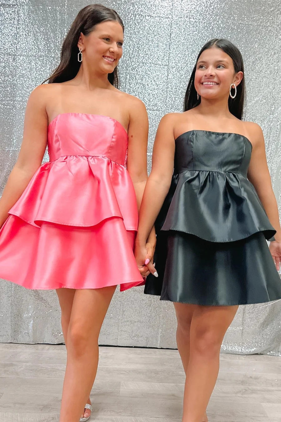 Black Strapless Multi-Layer Homecoming Dress VK23070602