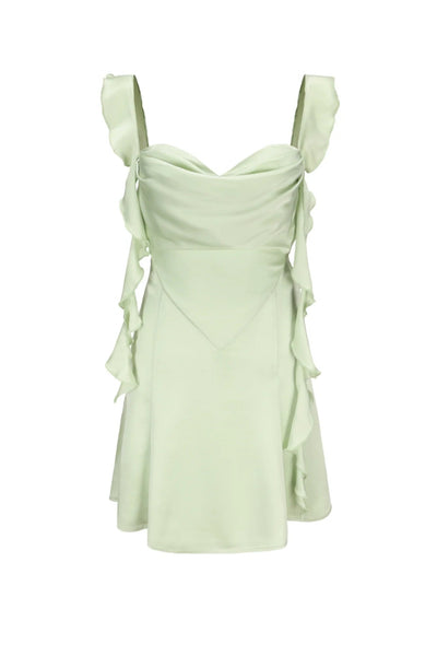 Blush Pink Ruffle Strap Mini Homecoming Dress with Side Cutouts VK25092904