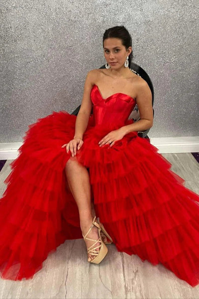 Gorgeous Ball Gown Sweetheart Tiered Tulle Prom Dresses