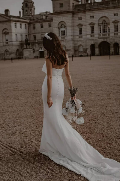 Simple Mermaid Sweetheart White Satin Wedding Dresses VK23091204