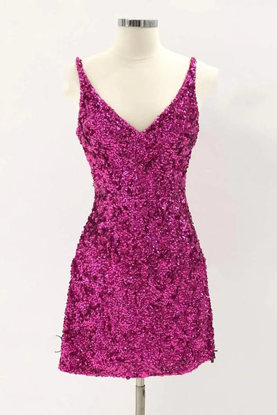 Bodycon Spaghetti Straps Royal Blue Sequins Short Homecoming Dress VK23062105