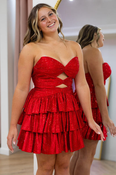 Sparkly A Line Sweetheart Red Hot Fix Homecoming Dress AB26073013