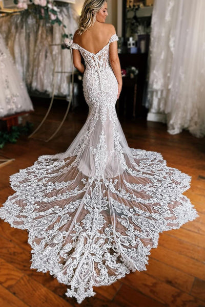 Mermaid Off the Shoulder Lace Wedding Dresses VK23112301