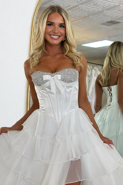 Pink Sweetheart A Line Chiffon Ruffled Long Formal Prom Dresses With Beading