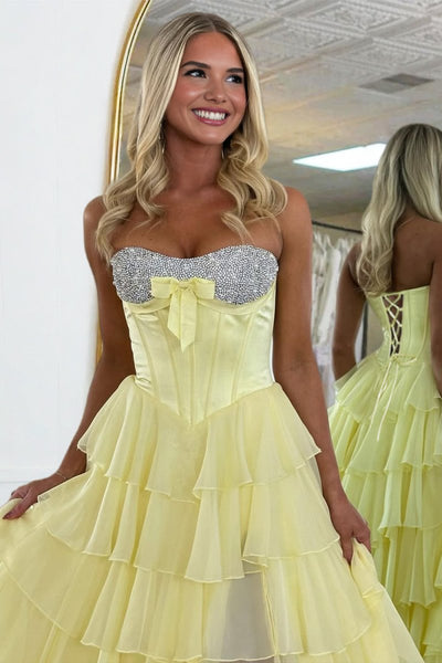 Pink Sweetheart A Line Chiffon Ruffled Long Formal Prom Dresses With Beading