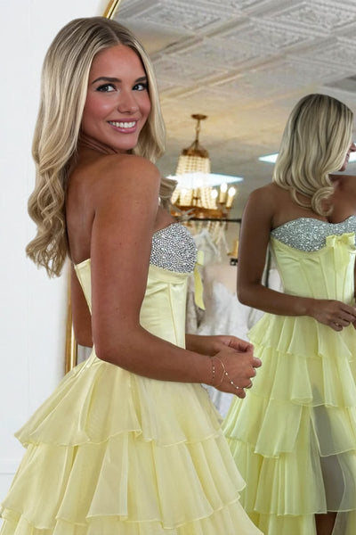 Pink Sweetheart A Line Chiffon Ruffled Long Formal Prom Dresses With Beading