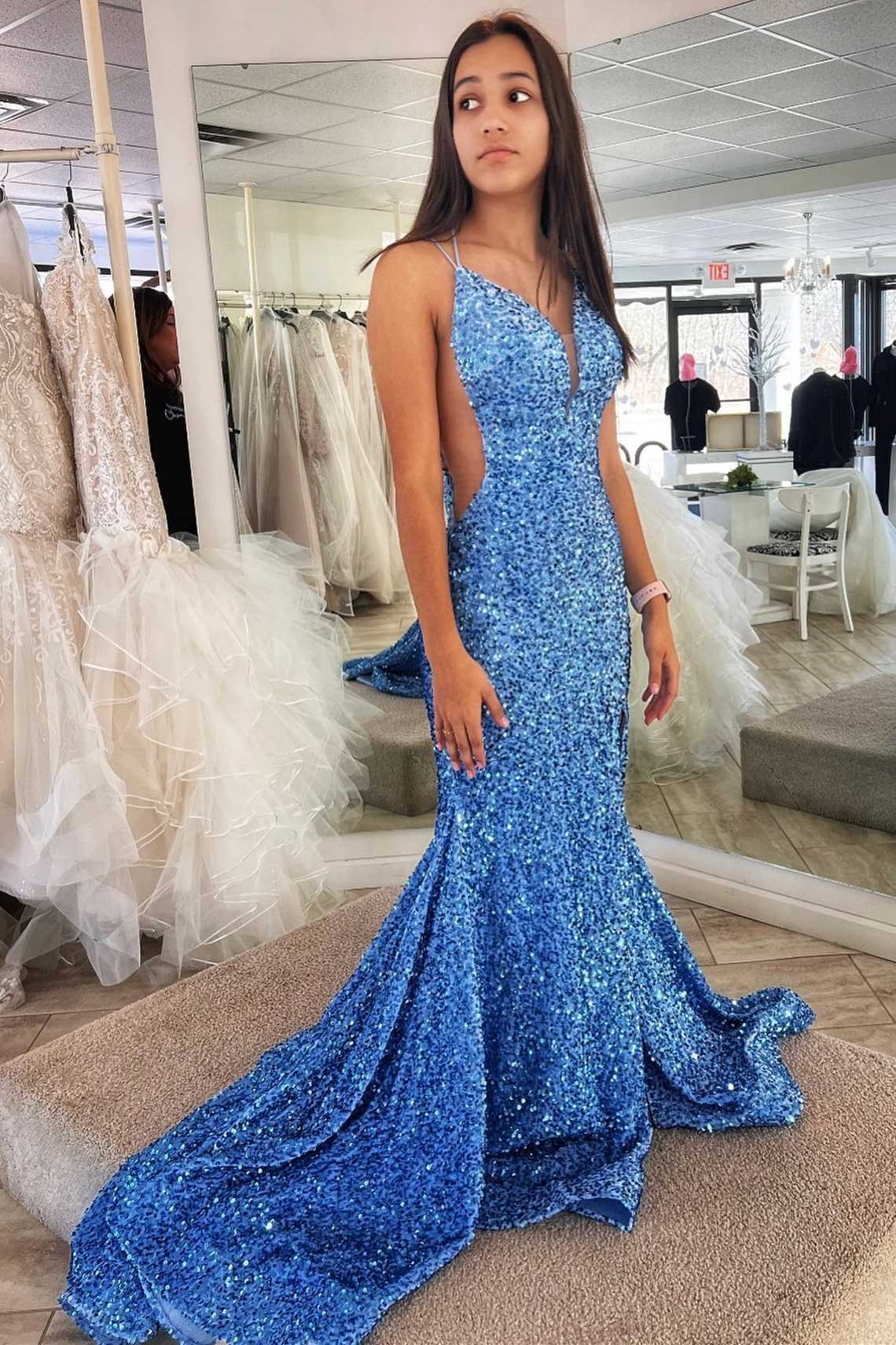 iridescent prom dress Purple Iridescent Sequin Lace-Up Back Mermaid Long Prom Dress VK23121202 –  Vickidress