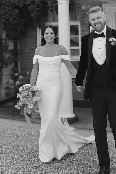 Mermaid Sweetheart White Satin Wedding Dresses with Detachable Sleeves VK25092304