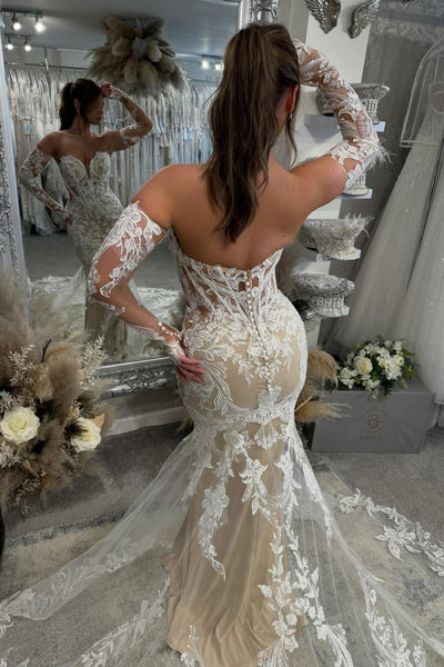 Gorgeous Mermaid Sweetheart Lace Wedding Dress with Appliques VK022811