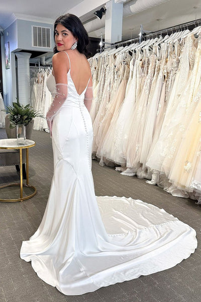 Mermaid Cowl Neck Silk Satin Wedding Dresses VK23120402