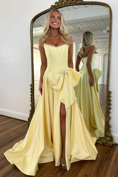 Cute Ball Gown Scoop Neck Satin Prom Dress with Bow VK030507