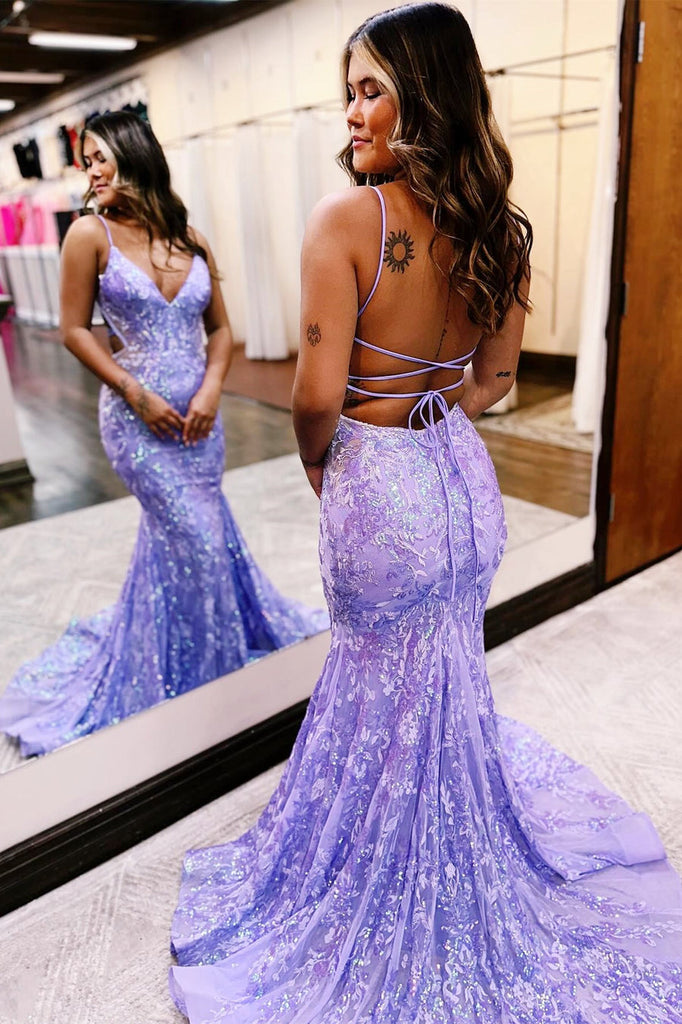 Mermaid Hot Pink Sequin Lace V-Neck Long Prom Dress VK23112109 – Vickidress