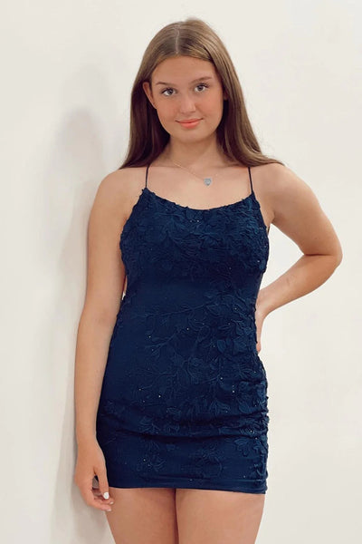 Lavender Short Tight Homecoming Dress with Lace Beading VK23062107