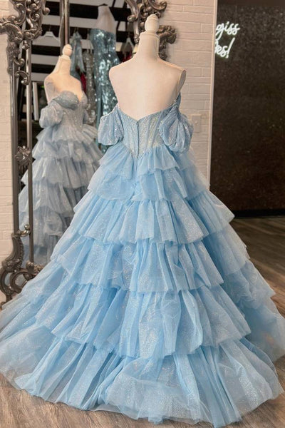 Gorgeous Ball Gown Sweetheart Hot Pink Tiered Organza Prom Gown