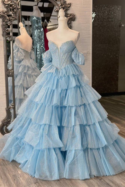 Gorgeous Ball Gown Sweetheart Hot Pink Tiered Organza Prom Gown