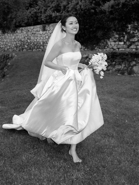 Strapless Sleeveless A-Line Floor-Length Wedding Dress