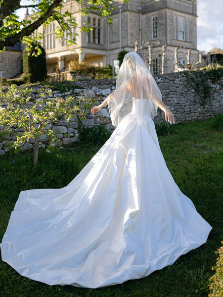 Strapless Sleeveless A-Line Simple Floor-Length Wedding Dress