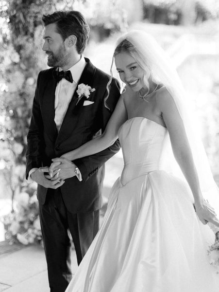 Strapless Sleeveless A-Line Simple Floor-Length Wedding Dress