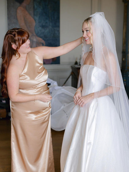 Strapless Sleeveless A-Line Simple Floor-Length Wedding Dress