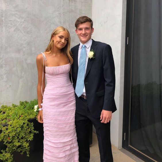 Cute Unique Sheath Spaghetti Straps Pink Organza Dresses