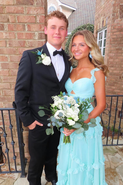 Cute A Line Sweetheart Chiffon Ruffles Long Prom Dress