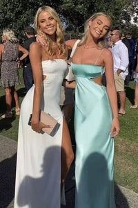 Spaghetti Straps Sheath Aqua Blue Prom Dresses Evening Party Dresses